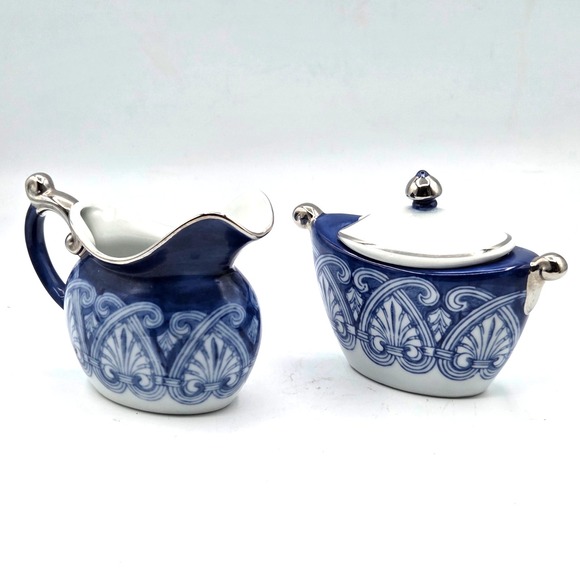 Other - Bombay Arabesque Tile Pattern With Platinum Trim Creamer & Sugar Bowl Set